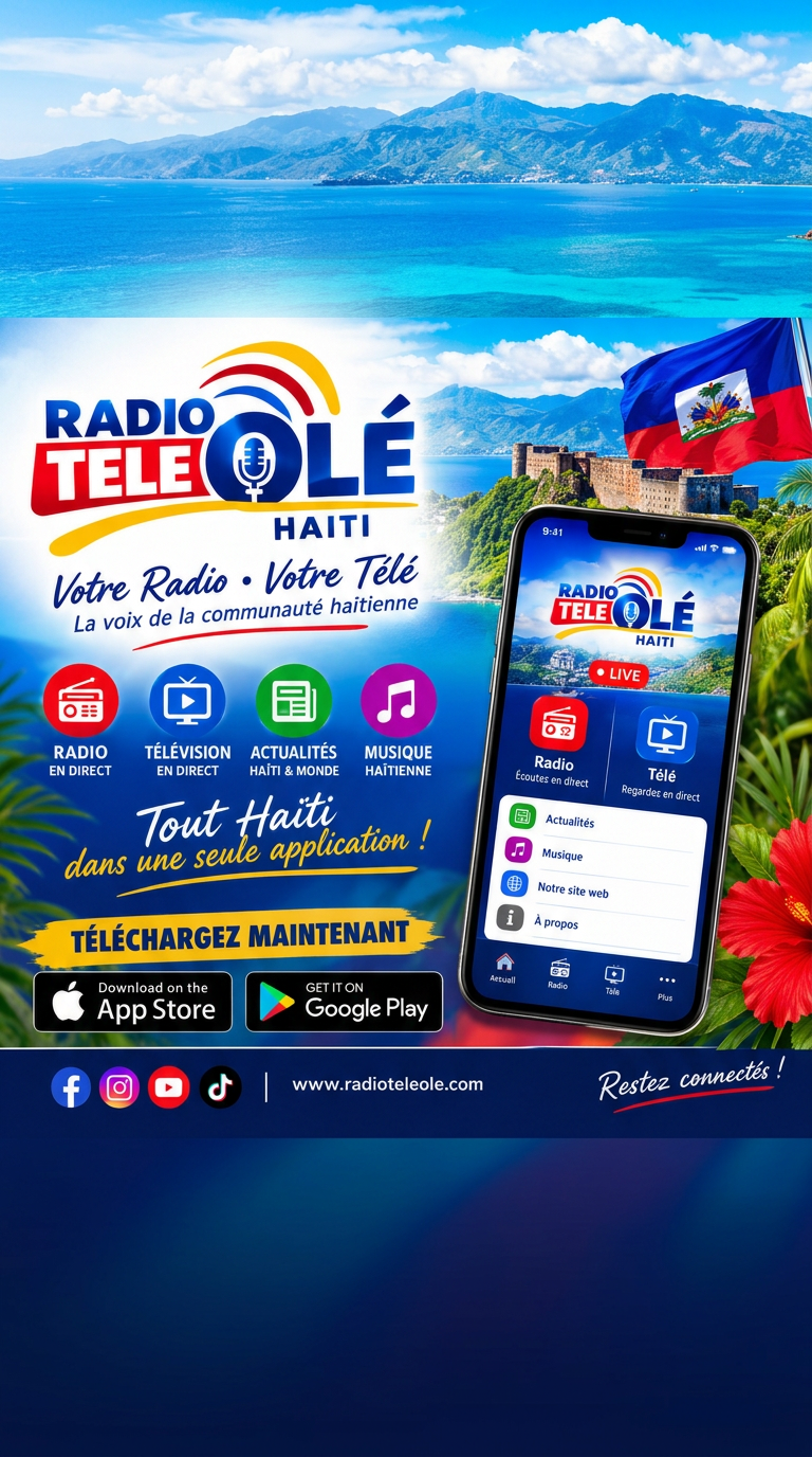 Radio Télé Olé Haïti — Votre Radio, Votre Télé. Radio, télévision, actualités et musique haïtienne dans une seule application.